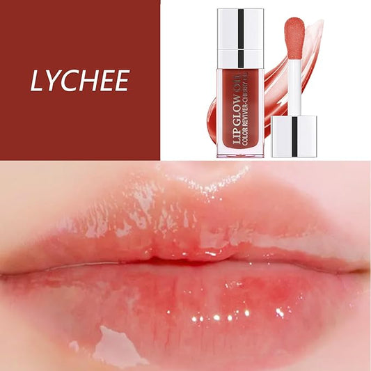 Plumping Lip Oil, Hydrating Lip Gloss Tinted Lip Balm Transparent Lip Care, Big Brush Head Glitter Shine, Long Lasting Nourishing Non-sticky Fresh Texture