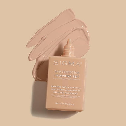 Sigma Beauty Skin Perfector – Hydrating Skin Tint Foundation for Lightweight, Buildable Coverage, With Hyaluronic Acid, Niacinamide Serum, and More (2 Light Beige Tint, 1.12oz)