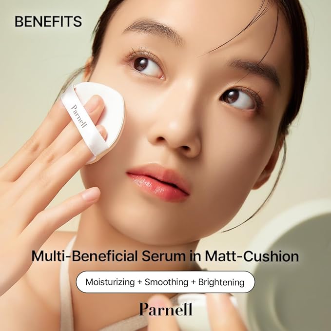Parnell Cicamanu Serum In Matte Cushion 15g (#21 Fair Ivory) | Lightweight, Long-Lasting Matte Foundation with Skincare Benefits for Smooth, Flawless Skin | K-Beauty