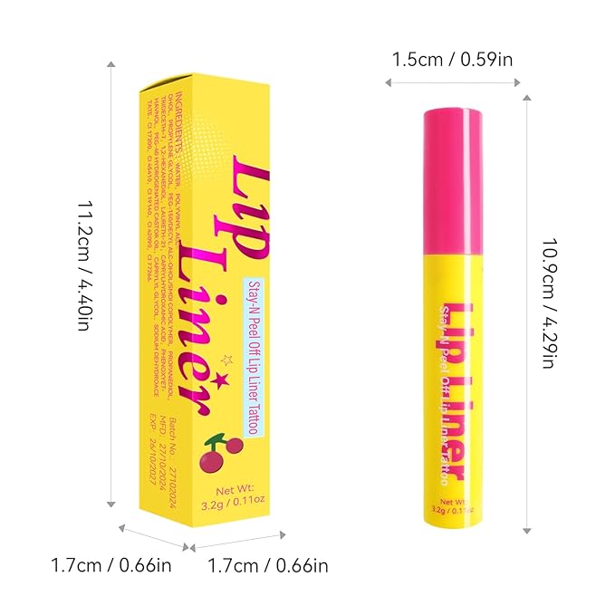 Peel off Lip Liner Stay, Matte Magic Tattoo Lip Liner Tint Long Lasting Lip Gloss Transfer Proof Lipsticks, Nonstick Cup Tear-Off Peel off Lip Glaze Makeup for Women Girls, 05 Strawberry