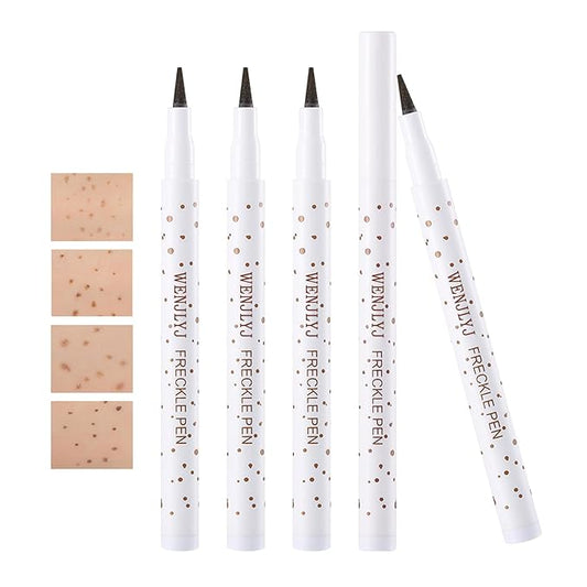 4 Colors Freckle Makeup Pen - Waterproof, Lightweight, Long Lasting, Quick Dry - Light Brown, Natural Coffee, Chestnut, Dark Brown