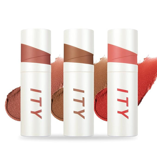 ITY Velvet Matte Finish Lip Stain-Mousse Textured Lip Clay, Conceals Lip Lines, Rich Pigment Lip Tint Lipsticks,3 Pack, 0.14 oz (4g) in Petal, Apricot, Radiance