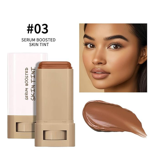 Beauty Balm Serum Boosted Skin Tint,Skin Tint Stick,Solid Tinted Moisturizing Serum Foundation Stick,Long-Lasting Moisturizing Flawless Face Makeup for Women (#03,18 g)