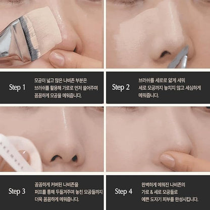 Water Velvet Cover Foundation 30ml, Wakemake Foundation Brush, Wakemake Defining Cover Concealer Set, Korean Glass Skin Foundation 0.34 Fl Oz (Pack of 3) (22 NEUTRL)