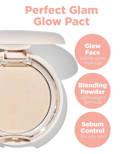 THESAEM Glam Glow Pact - Illuminating Pressed Powder for Oily & Combo Skin - Matte Finish with Radiant Finish - Sebum Control Pore Refining Pact with Natural Luminous Glow, 0.3oz.
