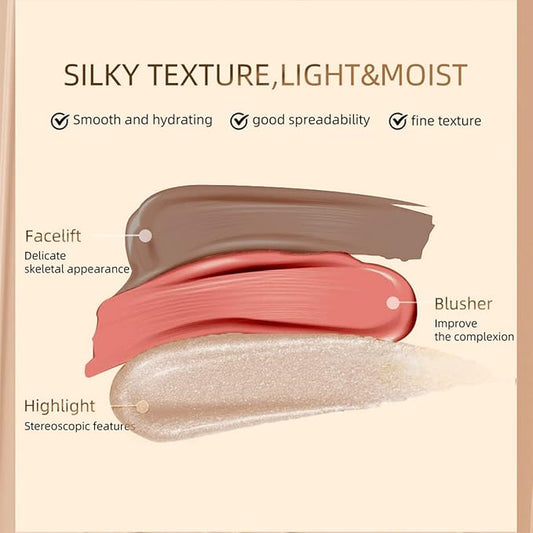 Blush Beauty Wand Highlighter 2 Pack, Matte Liquid Face Blush & Highlighter with Cushion Applicator, Natural Silky Smooth Creamy Stick Attached Easy to Blend, Long Lasting & Natural Finish Makeup Stick (03# Cherry Blush & 04# Highlight)
