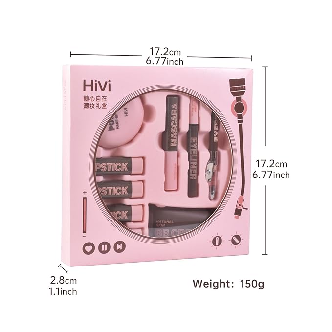 LAMUSELAND Makeup Set Full Kit, 9 Pieces All in One Professional Makeup Gift Set for Women Girls Beginner, include Lipstick, Eyebrow, Eyeliner, BB Cream, Powder, Mascara (B)