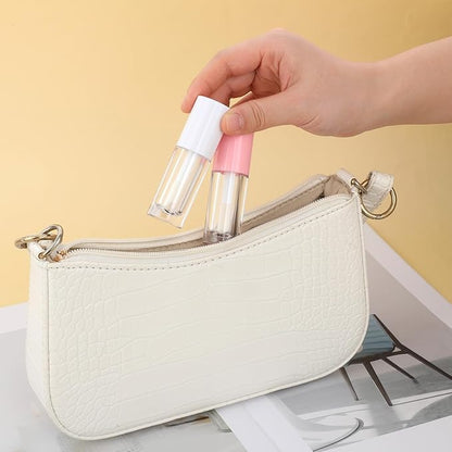 4Pcs Lip Gloss Tubes, 6ml Empty Lip Gloss Tubes with Wand Refillable Lip Gloss Containers with Rubber Stoppers Lip Balm Bottles for DIY Lipgloss (4 Colors)