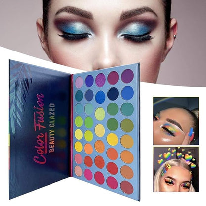 39 Pop Colors Eyeshadow Palette Matte Shimmer Eyeshadow Pigmented Colorful Long Lasting Waterproof Makeup Palette Blending Metallic Natural Makeup Eyeshadow Cosmetics