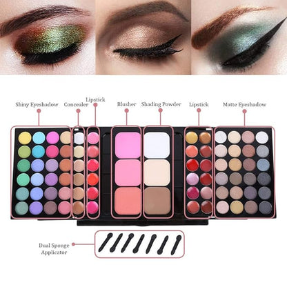Pro Makeup Gift Set All in One Makeup Kit Cosmetic Contouring Kit 78 Colors Eyeshadow Palette with Face Blush, Lipgloss, Concealer and Eyeshadow Brushes- Ideal Holiday Gift Set