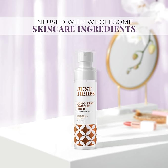 Long Stay Non Sticky Makeup Fixer, Setting Spray for Face Makeup with Aloevera and Green Tea 100 ml