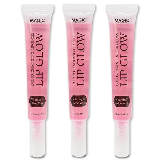 3 Pack Bundle of Color Changing Lip Glow Gloss for healthy and ultra glossy lips. Helps enhance and bring out your natural lip color. Make your lips pop!