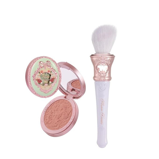 Flower Knows Midsummer Fairytales Embossed Blush 05 Valley Lily+Butterfly Cloud Collar Angled Powder Brush Frosty Wisteria