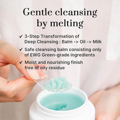 [3W8L] Pure Deep Cleansing Balm 3.38 oz | Makeup remover balm | Korean Skin care | Vegan Pore cleanser | Natural Deep Cleansing Balm for Sensitive & Dry skin