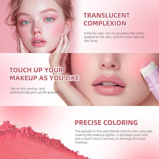 Soft Face Blush Stick, Matte Natural Long Lasting Blush for a Flawless Finish, Creamy Blendable Formula for All Skin Types, Everyday Wear Professional Quality Makeup (Shy pink, Large)
