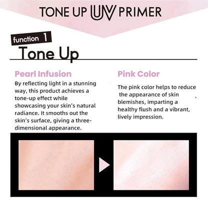 Tone Up UV Primer | Makeup Base,Pink Glow,Moisturizing,Waterproof,SPF 50+