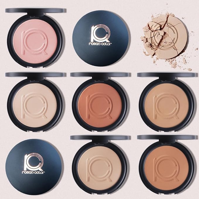 ioly's Beauty pressed powder foundation Compact with powder puff 0.49 OZ Makup fit me powder foundation Makeup full coverage foundation texture powder for men and woman