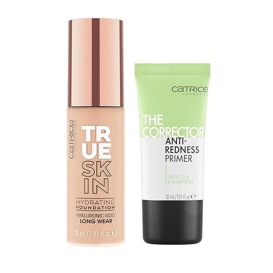 Catrice | True Skin Foundation 04 & The Corrector Anti-Red Primer| Full Coverage Makeup | Vegan & Cruelty Free