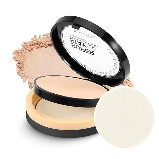 Boobeen Oil Control Face Pressed Setting Powder Compact, 24 Hour Long Lasting Translucent Setting Powder, Lightweight Matte Foundation Makeup for Conceal Pores and Lines With Puff and Mirror