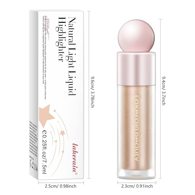 Liquid Highlighter Makeup, Natural Silky Shimmer Finish Liquid Face Highlighter, Highly Pigmented, Lightweight, Blendable, Soft Cream Highlighter For Face (#02 Champagne Shimmer)