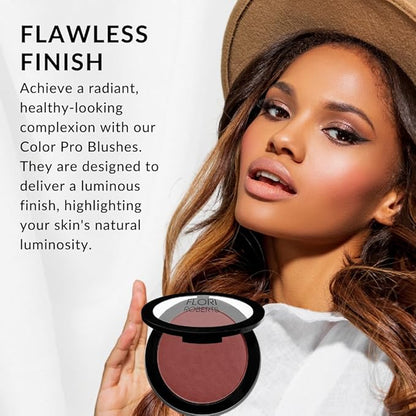 Color Pro Blush by Flori Roberts, Pressed Powder Blush with Buildable Coverage, Complexion Enhancing Makeup