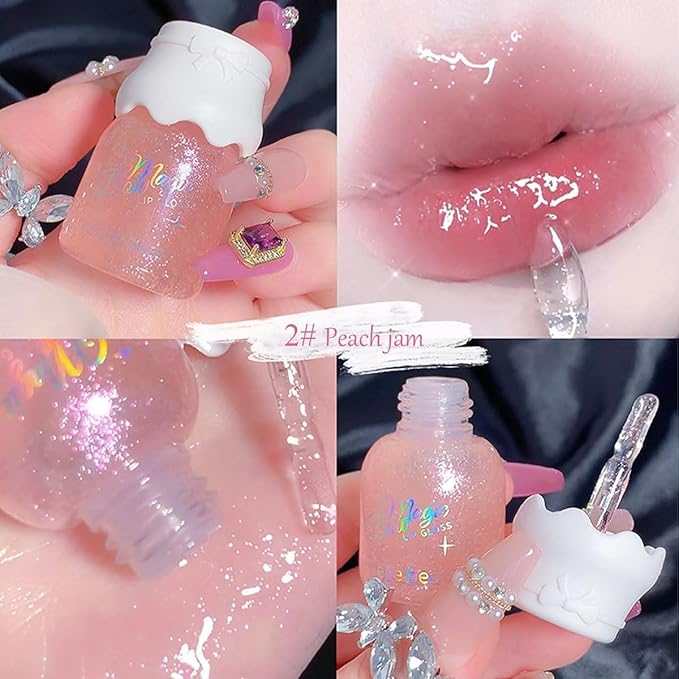 3 Colors Shimmer Lip Gloss Set,Hydrating Lip Glow Oil Moisturizing Lip Gloss with Shimmery Glitter Finish| Long Lasting |Lightweight| Sheer
