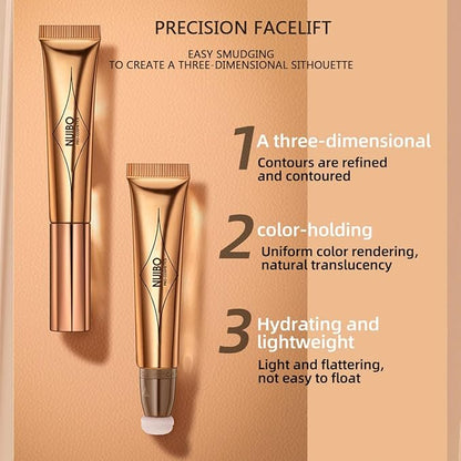 Blush Beauty Wand Highlighter 2 Pack, Matte Liquid Face Blush & Highlighter with Cushion Applicator, Natural Silky Smooth Creamy Stick Attached Easy to Blend, Long Lasting & Natural Finish Makeup Stick (03# Cherry Blush & 04# Highlight)