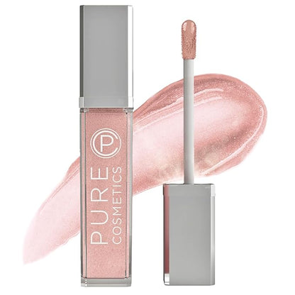 Pure Cosmetics Pure Illumination Lip Gloss - LED-lit Applicator w/Side Mirror - Non-Sticky, Moisturizing & Hydrating Lip Glosses - Soothes & Protects Dry Chapped Lips (Nude Beach)