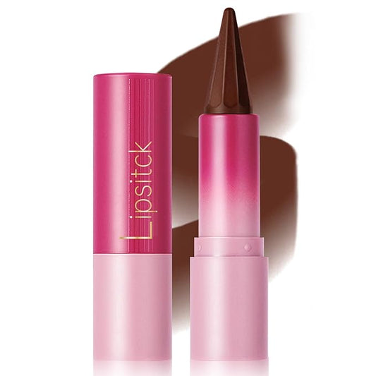 Dark Brown Lip Liner Lipstick, 2 in 1 Gradient High Pigmented Cream Matte Lip Pencil Lip Stain, Long Lasting Brown Lip Liner Plumping Lip Makeup for Women Girls, 08
