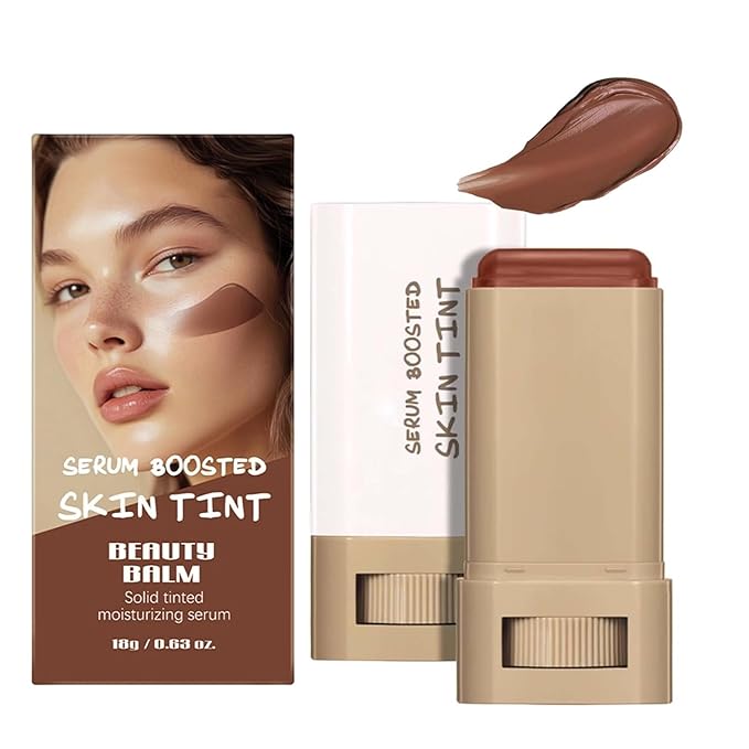 Beauty Balm Serum Boosted Skin Tint, Solid Tinted Moisturizing Serum Foundation Stick, Buildable Medium-to-Full Coverage Contour Stick for Face Makeup (#03)