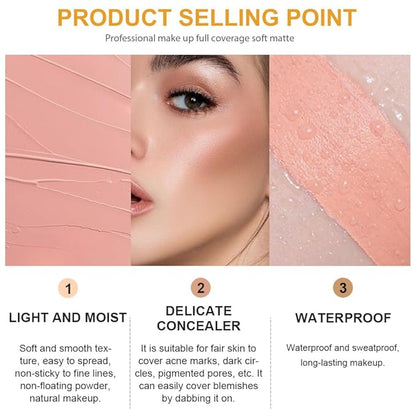 Kaely Pot Concealer Full Coverage Set, Under Eye Brightener Color Correcting Concealer for Dark Circles, Waterproof Foundation Face Makeup Brush Kit, Eye Ring Corrector de ojeras, 06 TAN