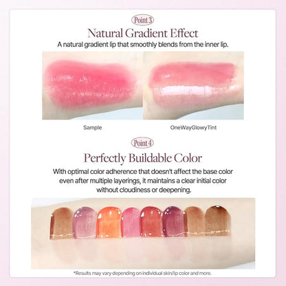 Heart Percent Dote On Mood One Way Glowy Tint, Glass-like High Shine Glossy Finish w/Long-Lasting Luminous Color Lip Stain for Glowy Look, #08. Earthy Brown