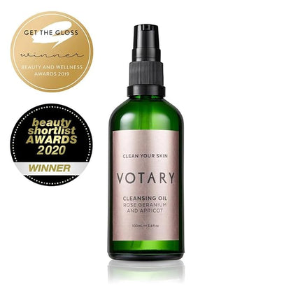Cleansing Oil Rose Geranium & Apricot | Facial Cleanser Gentle Makeup Remover Cleanses without Clogging Pores With Deep Nourishing Apricot & Jojoba 3.4 Fl Oz