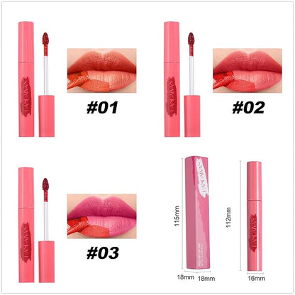 3 Colors Peel Off Matte Lip Liner Stain, Long Lasting Natural Peel Off Tattoo Lip Stain, Waterproof Non-Stick Cup Lip Tint Peel Off Lip Gloss, Lip Makeup Mother's Day Gifts for Women-01#02#03#
