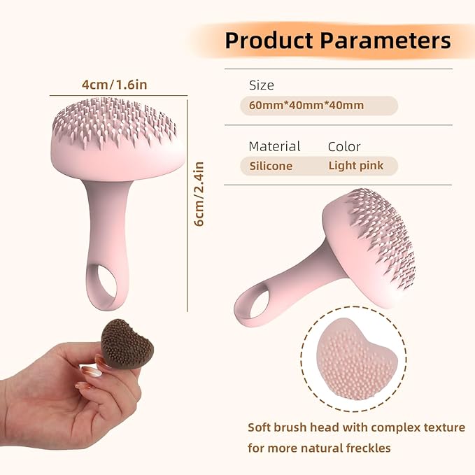 Silicone Freckle Stamp, Portable Waterproof Faux Freckles Applicator, Natural Freckles Makeup Tool for Women (Pink)