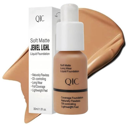 Foundation,Flawless Soft Matte Oil Control Liquid Foundation Durable Waterproof 24 HR Best Cover up Full Coverage Face Makeup (5# Sand, 1 Ounce (Pack of 1))