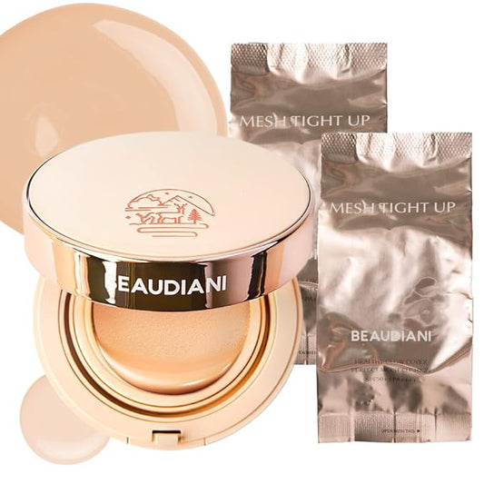 Cushion 1 + Refill 2 bundle, BEAUDIANI Mesh Tight up Cushion Foundation 02 Light Beige
