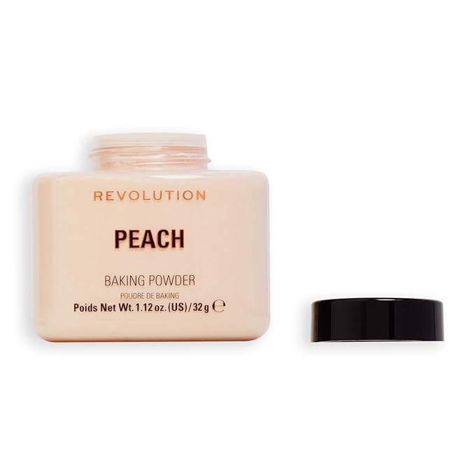 Revolution, Loose Baking Powder, Makeup Setting Powder, Long Lasting Coverage, Mattifies & Reduces Shine, Peach, 1.13 oz