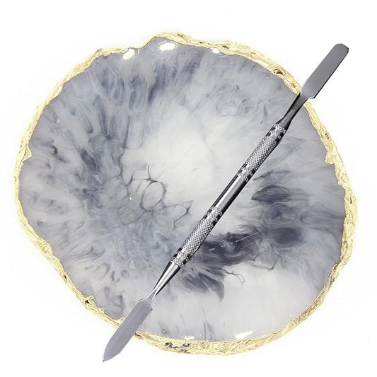 Resin Nail Art Palette Nail Polish Palette Gel Nail Palette with Nail Palette Stirring Rod (Gray)