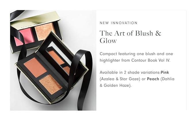 Kevyn Aucoin The Art of Blush & Glow, PINK: Sculpt & define makeup compact DUO palette with a pink-toned matte blush (Azalea) plus a champagne colored Highlighter (Star Gaze). Universally flattering.