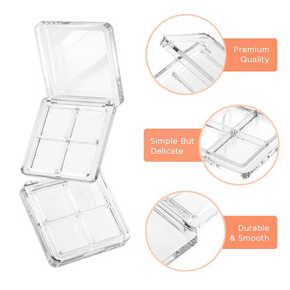 Beaupretty 8 Pieces Empty Eyeshadow Pallet 4 Grids Eye Shadow Lipstick Storage Case Box Clear Makeup DIY Cosmetic Organizer Container