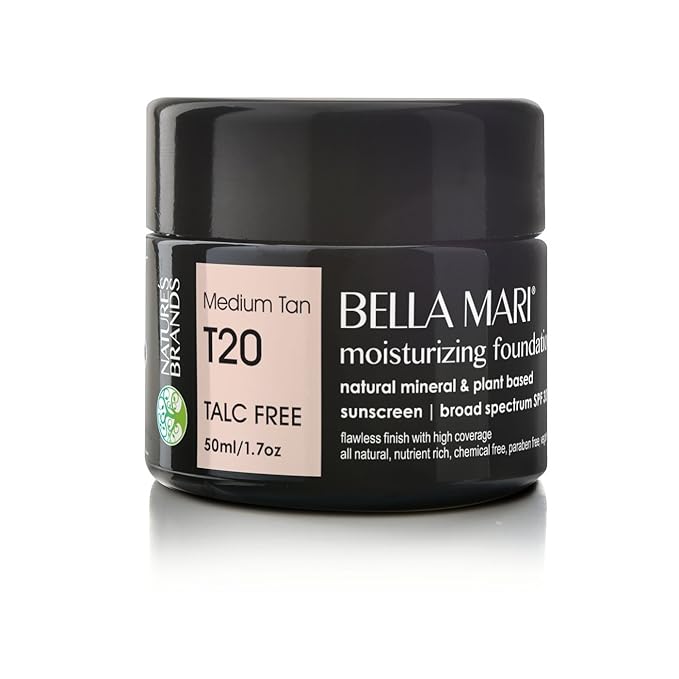 Bella Mari Natural Moisturizing Foundation, Medium Tan (T20); 1.7floz Glass