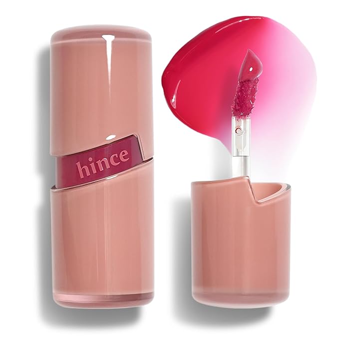 HINCE Raw Glow Gel Tint - Glossy Dewy Lip Tint, Non-Sticky & Long Wearing Lip Gloss for Natural Glass Glow, Moisturizing Liquid Lipstick, Vegan, 0.13 fl.oz. (HIBISCUS, 05)