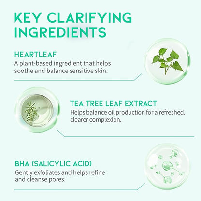 Deep Cleansing Oil Makeup Remover for Face, Heartleaf BHA Tea Tree Mild Soothing Pore Tightening Blackhead Care. Heartleaf Pore Zero Cleansing Oil 200ml 6.76 Fl. Oz.