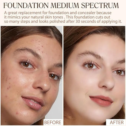 Biological Match 4-in-1 Foundation - Light/Medium Spectrum, Mature Skin Color Changed, Protect from Sun SPF 50+ Concealers Waterproof (Medium, 1 Ounce)