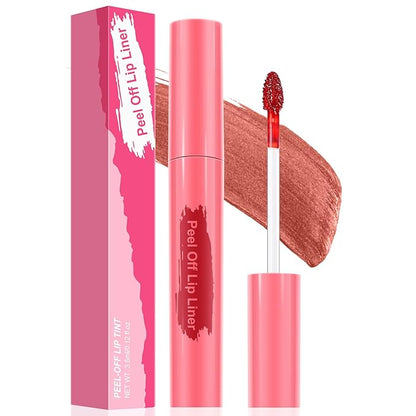 Lip Stain Peel Off - Long Wear Tattoo Lip Liner, Waterproof & Transfer-proof Peel Off Lip Stain with Matte Finish, Lip Tint For All Skin Types (Coral Red, 1 Count(Pack of 1))
