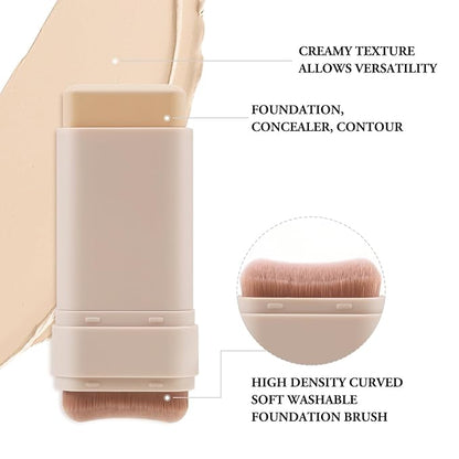 Matte Foundation Stick Makeup, Full Coverage Concealer And Contour Stick Foundation With Built In Applicator