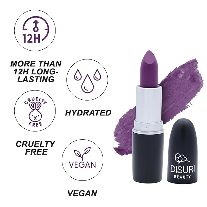 Matte Bullet Long Wear Lipstick - Vegan and Cruelty-Free - Smudge and Waterproof Matte Lipstick with Moisturizing Formula - All Day Comfort - (Amethyst Whisper #26)