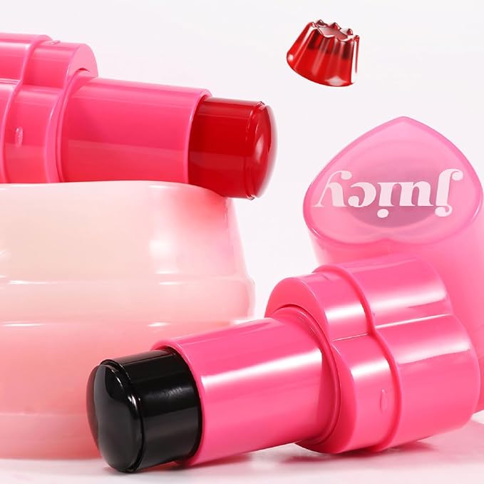 5 Colors Hydrating Lip & Cheek Tint, Long-Lasting Jelly Blush Stick with Cooling Effect, Watercolor-Like Finish (# 04)