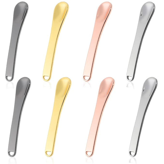 8pcs Makeup Spatulas, Zinc Alloy Make Up Spatulas Mini with a Small Hole, Smooth and Reusable Skincare Spatula,Facial Smear Tool for Mask, Eye Cream, Lotion, Moisturizer,4 Color